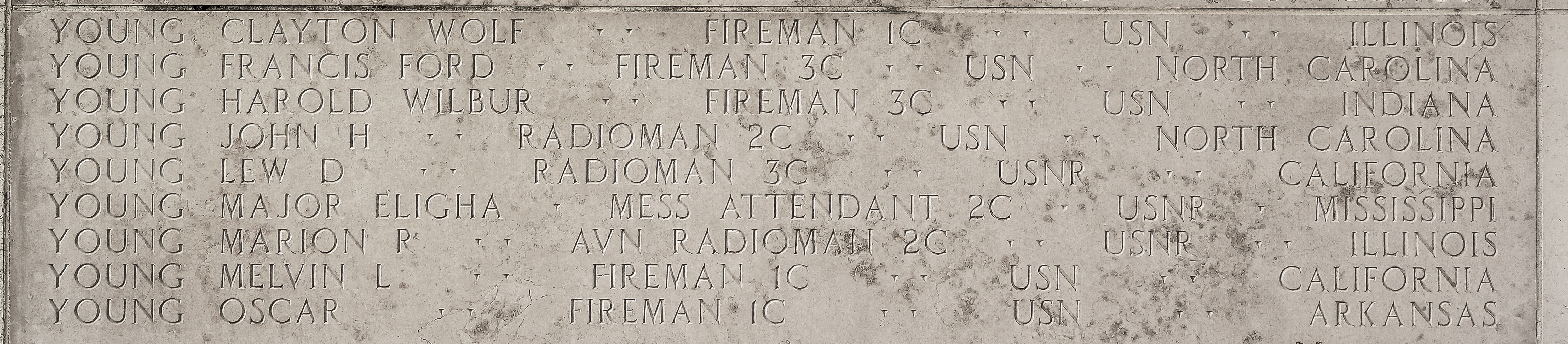 Francis Ford Young, Fireman Third Class